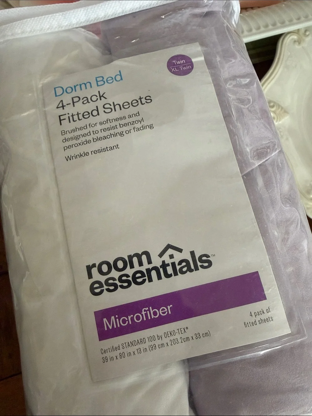 Room Essentials Microfiber Twin Fitted Sheets - Lavender and White (4-Pack)